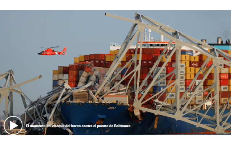 Ship crashes into Baltimore´s largest bridge and collapses, leaving six people missing